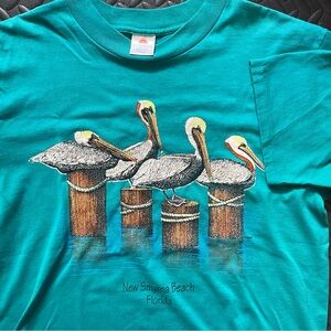 Vintage New Smyrna Beach Tee Shirt Large Single Stitch Made In USA